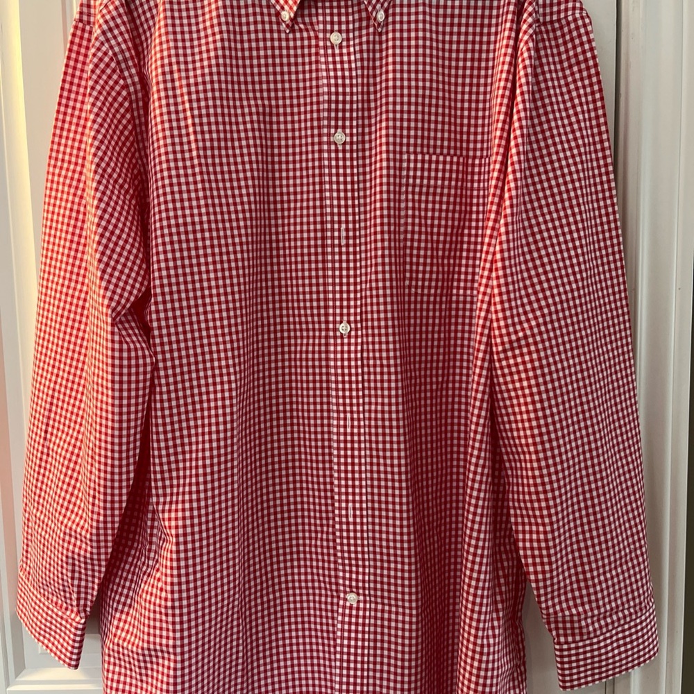 Stafford Red and White Gingham Button-Down Shirt